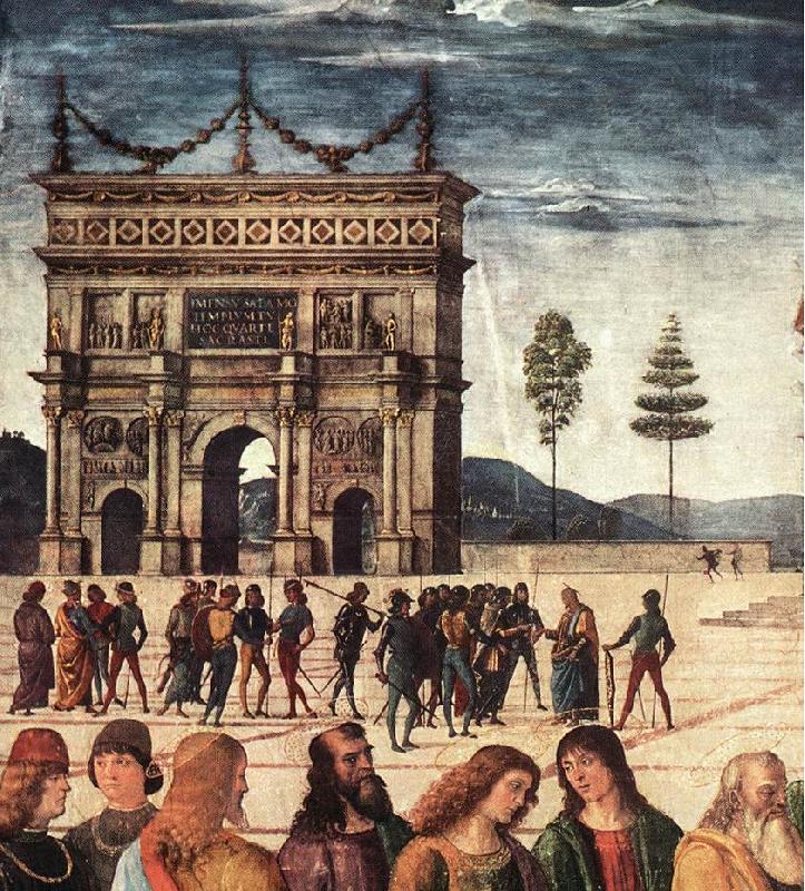 PERUGINO, Pietro Christ Handing the Keys to St. Peter (detail) a